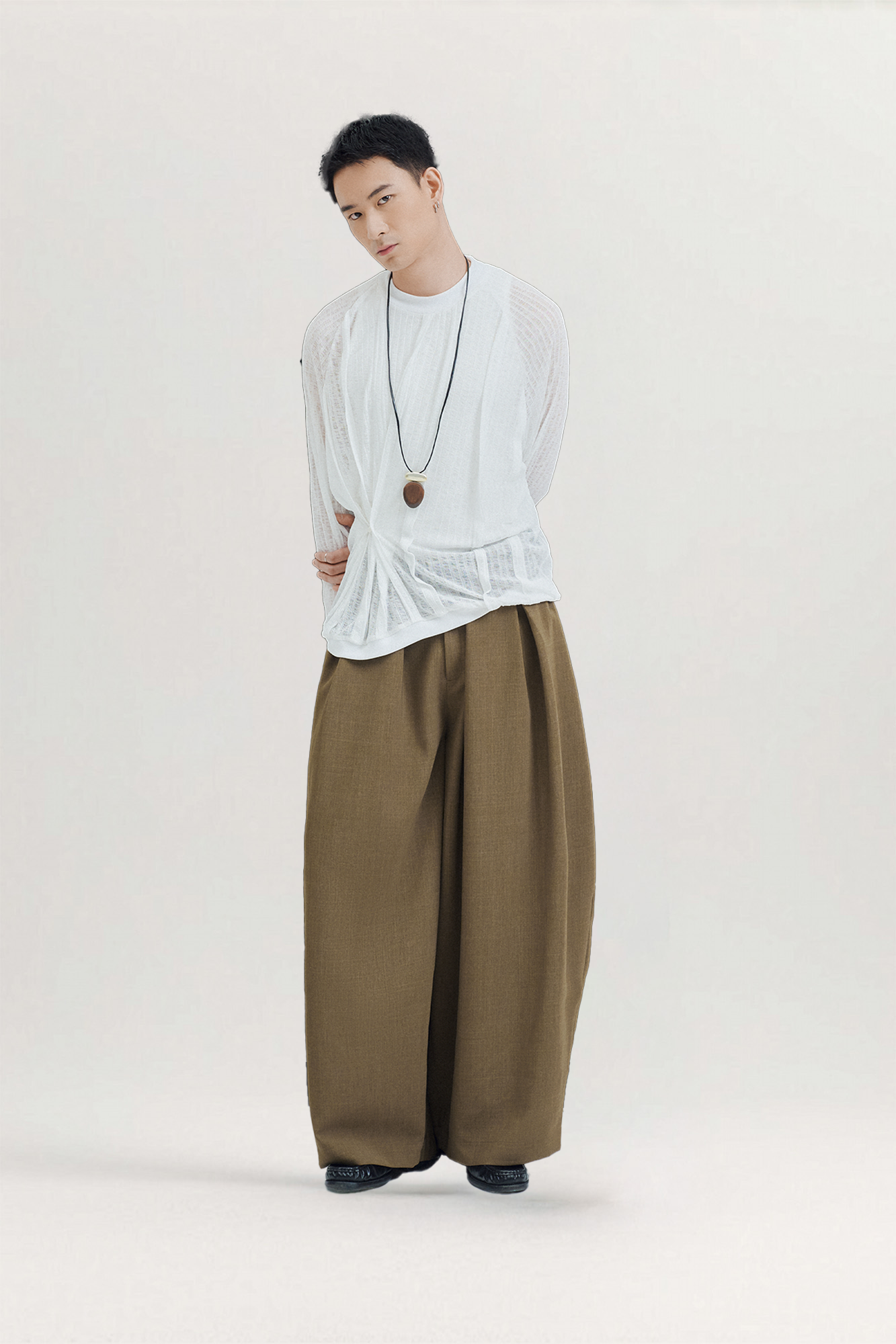 Brown Murano Wide Leg Pants for men, from AIN, The Nam Concept