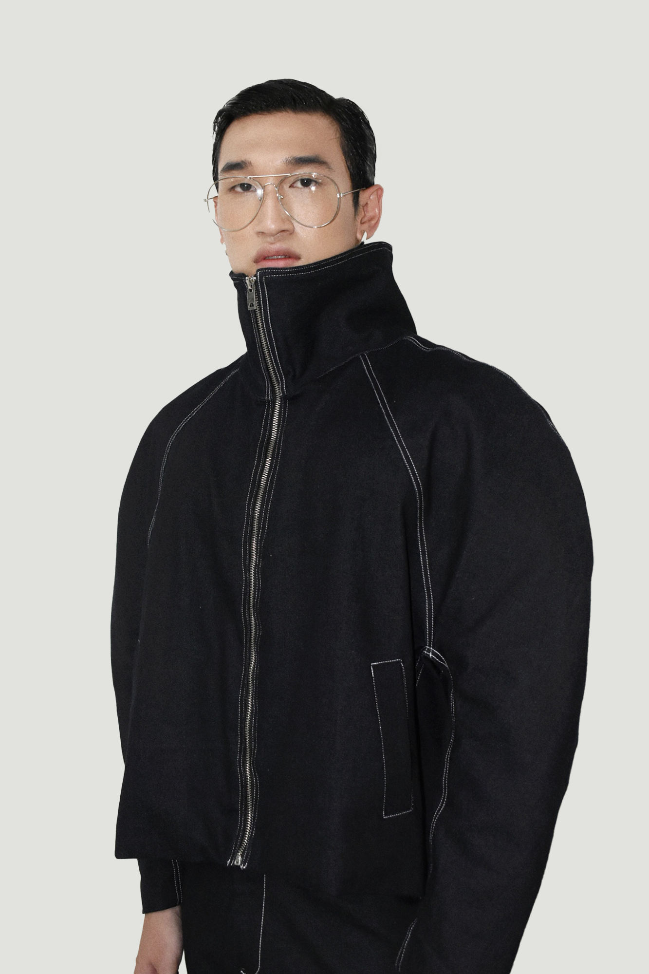 Obi Jacket Structured Denim Form for man, from DE JUNIEL, The Nam Concept