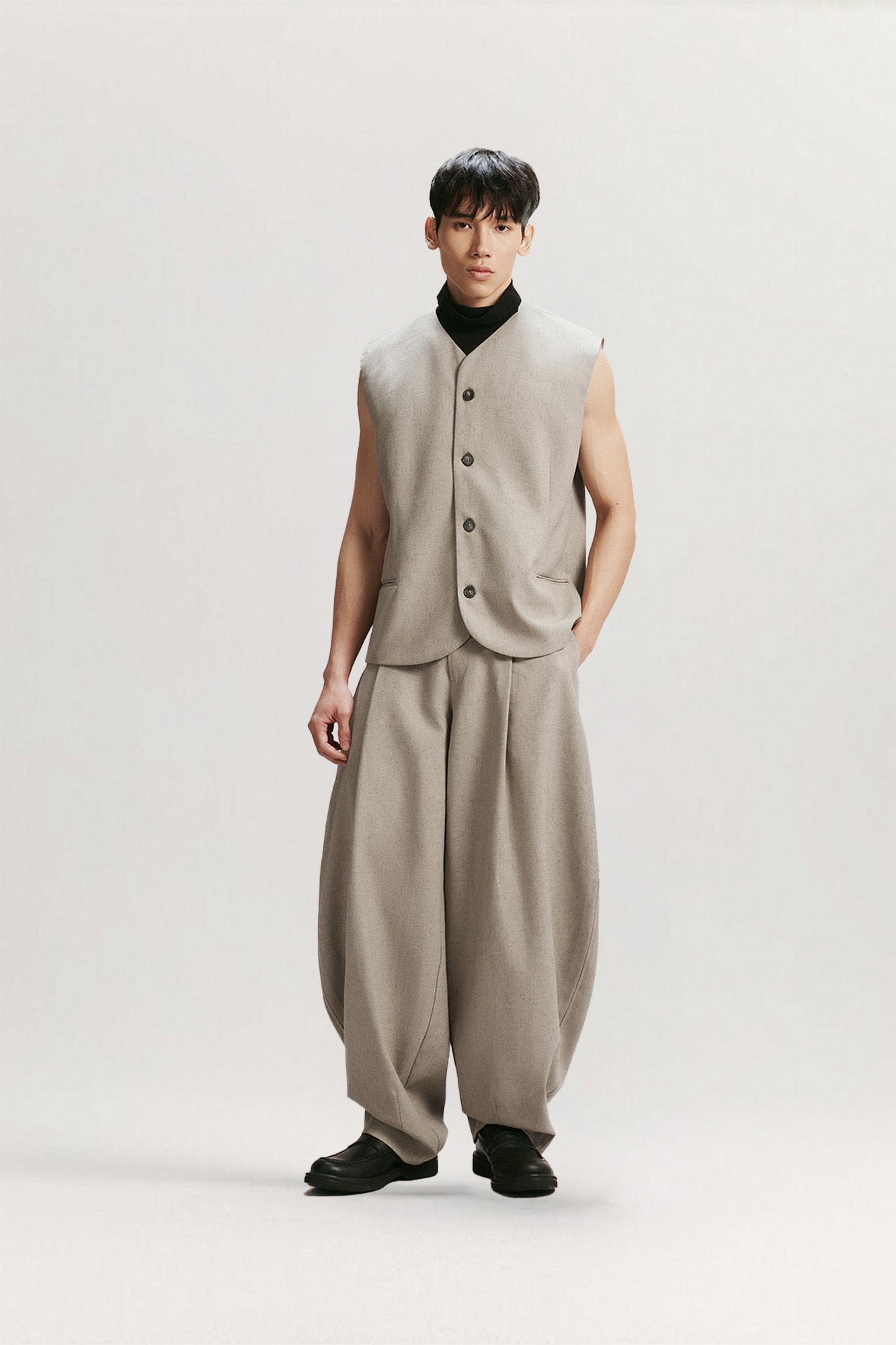 Beige Vase Wool-blend Pants for men, from AIN, The Nam Concept