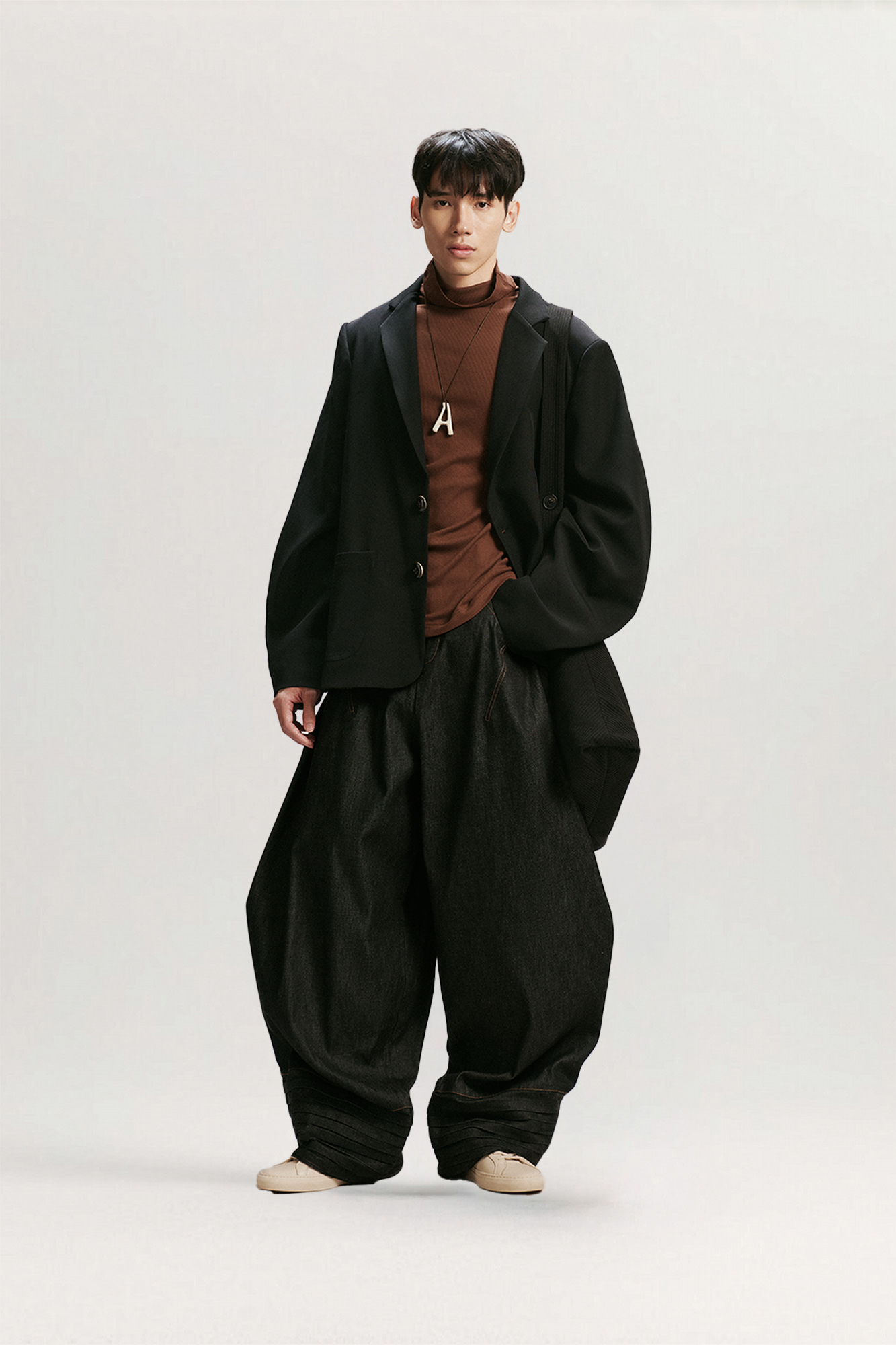 Plate Pleated Denim Pants for men, from AIN, The Nam Concept