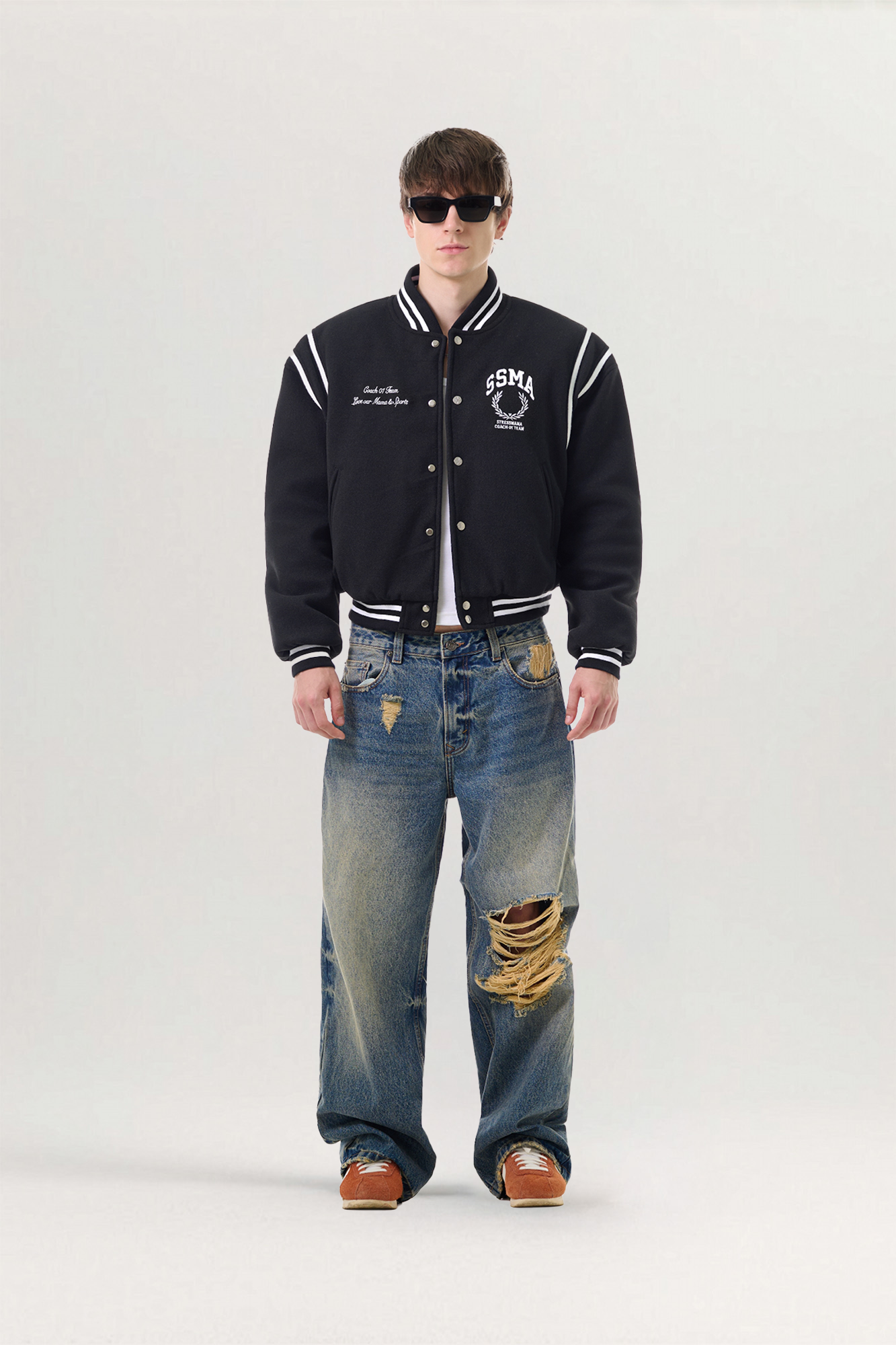 FW25 Ripped Baggy Denim Jeans for men, from STRESS MAMA, The Nam Concept