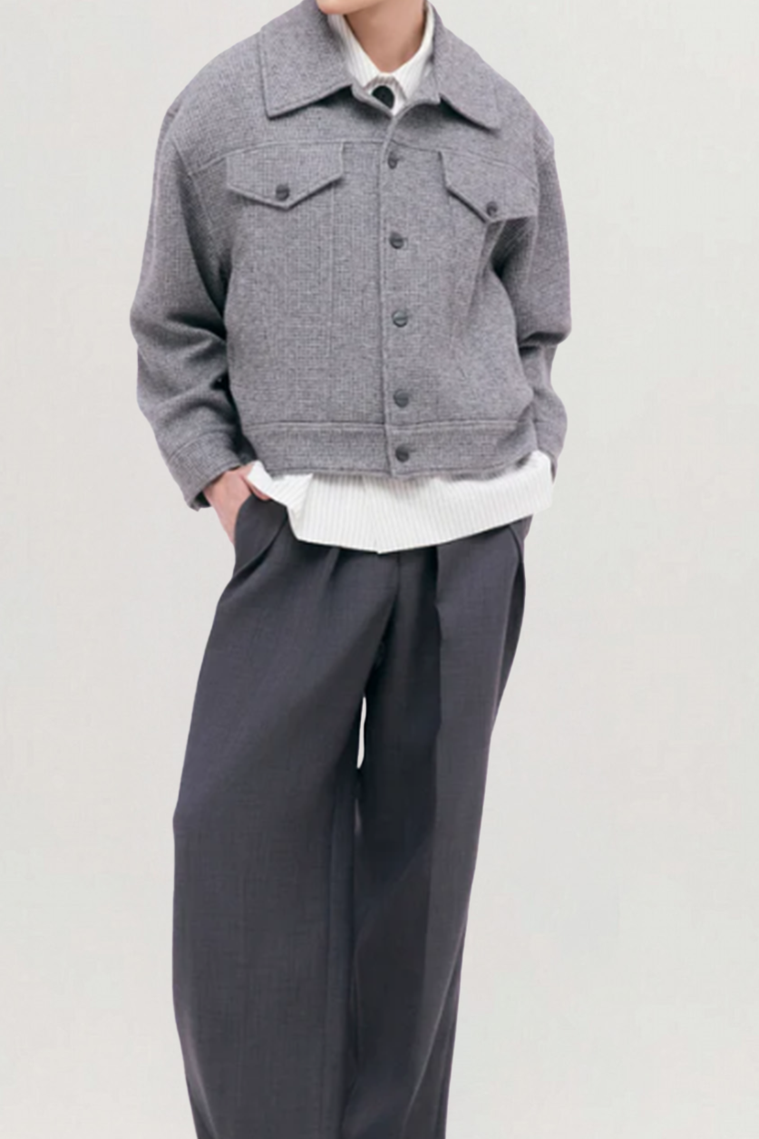 Grey Waffle Jacket Short for men, from CAOSTU, The Nam Concept 