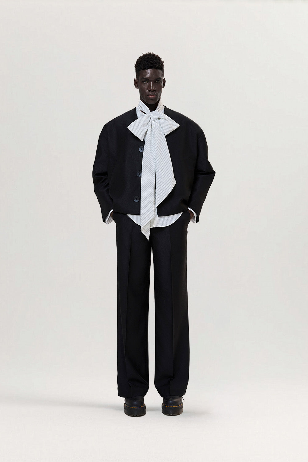 Black Wide Tube Trousers for men, from CAOSTU, The Nam Concept 