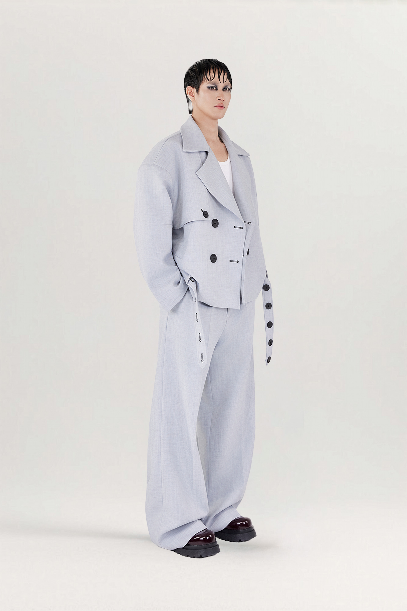 Grey Wide Tube Trousers for men, from CAOSTU, The Nam Concept 